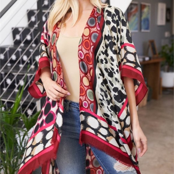BOHO DOLLZ Multi Print kimono - Picture 4 of 10